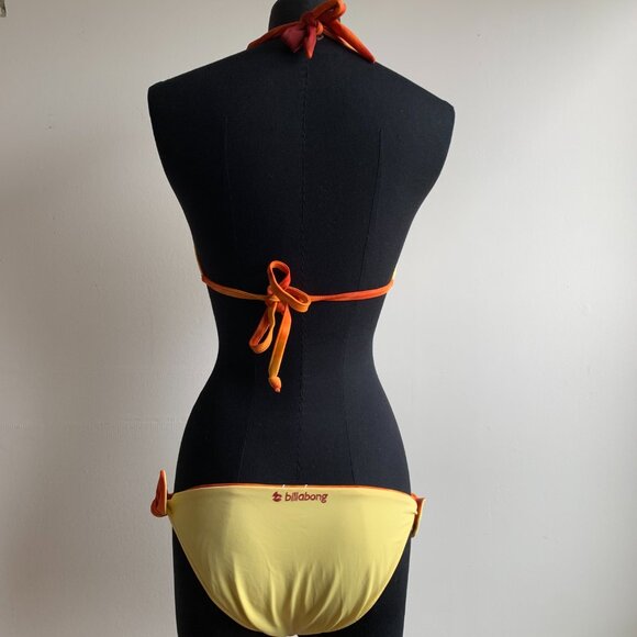 Billabong BLUE CRUSH era Vintage bikini tie dye reversible orange & solid yellow - Picture 8 of 9